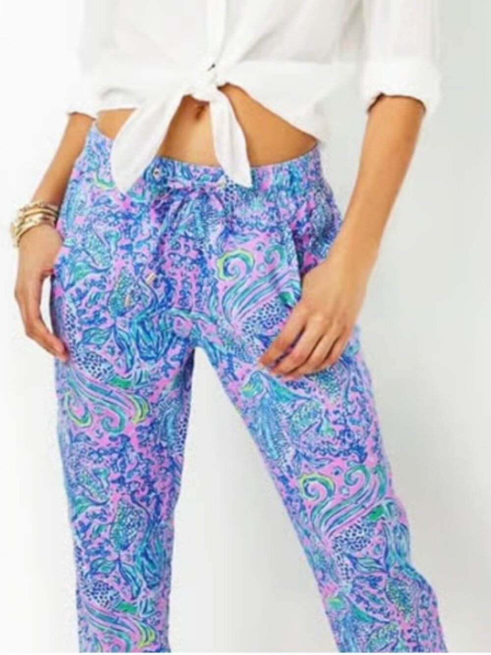 Lilly Pulitzer Lilac Rose We Mermaid It Taron Mid-Rise Linen Pant XL
